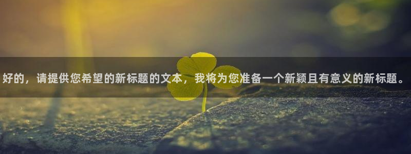 汇赢人生：好的，请提供您希望的新标题的文本，我将为您准备一个新颖且有意义的新标题。